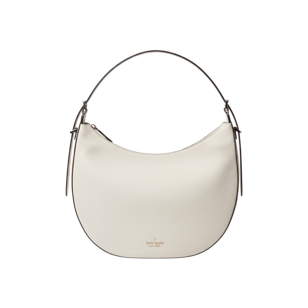 Kate Spade KM686 Pebbled Leather Crescent Hobo Shoulder Bag White